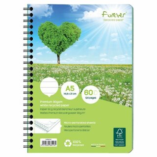 FOREVER Premium-Notizbuch im A5-Format, 100 % recycelt, liniert, 60 Bltter