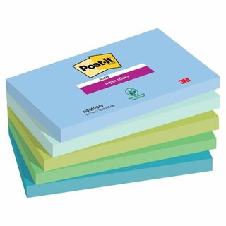 Post-it Super Sticky Notes Oasis, 5 Blcke  90 Blatt, 76 mm x 127 mm