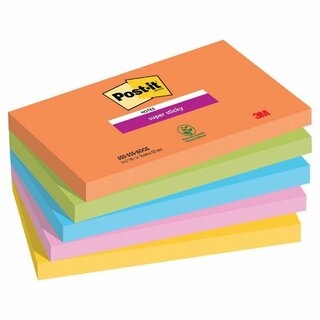 Post-it Super Sticky Notes Boost, 5 Blcke  90 Blatt, 76 mm x 127 mm