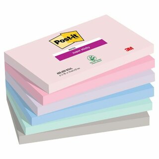 Post-it Super Sticky Notes Soulful, 6 Blcke  90 Blatt, 76 mm x 127 mm