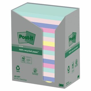 Post-it Haftnotizen 655-1RPT 76X127 ASS, 16 Stck