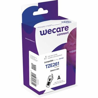 Schriftband WECARE, kompatibel mit BROTHER TZE-261, 36mmx8m, schwarz/wei