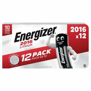Lith Knopfzelle Energizer PK12 CR2016, 12 Stück