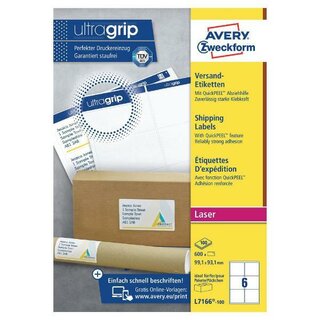 Avery Zweckform L7166 Etiket 99,1X93,1 mm 600 Stück