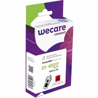 Schriftband WECARE kompatibel mit DYMO 45017, 12mmx7m, schwarz/rot