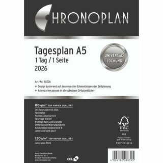 Chronoplan Jahresplaner 50226 Midi, 1T/1S, A5, Jahresset, 2026