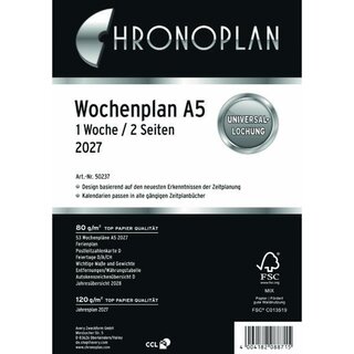 Chronoplan Jahresplaner 50236 Midi, 1W/2S, A5, Jahresset, 2027