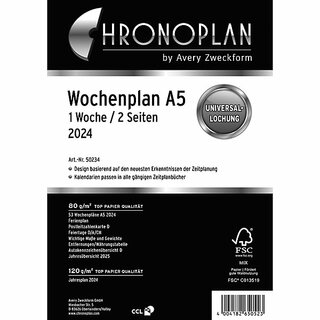 Chronoplan Jahresplaner 50236 Midi, 1W/2S, A5, Jahresset, 2027