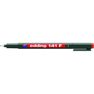 edding Folienschreiber 141 4141002, permanent, Rundspitze, F / 0,6 mm, rot