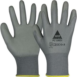Mechanikschutzhandschuhe Hase 5095 PU, Größe 6, grau, 1 Paar
