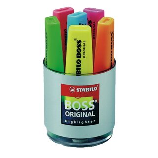 Textmarker Stabilo Boss Original 70/6, Strichstrke: 2-5mm, nachfllbar, 6er-Box