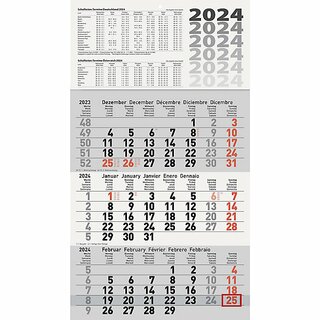 Glocken 3-Monatskalender 5060114006, 30 x 54cm, schwarz/rot, 2026