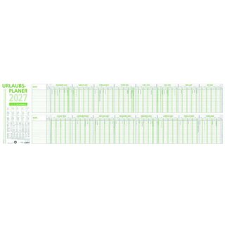 Zettler Urlaubsplaner 992 Recycling, faltbar, 100 x 29,7 cm, f�r 25 MA, 2027