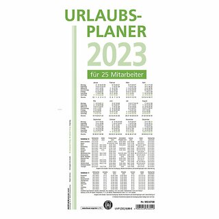 Zettler Urlaubsplaner 992 Recycling, faltbar, 100 x 29,7 cm, f�r 25 MA, 2027
