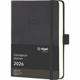 Sigel Buchkalender C2611, Conceptum, 1T/1S, Hardcover, A6, schwarz, 2026