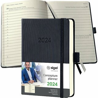 Sigel Buchkalender C2611, Conceptum, 1T/1S, Hardcover, A6, schwarz, 2026