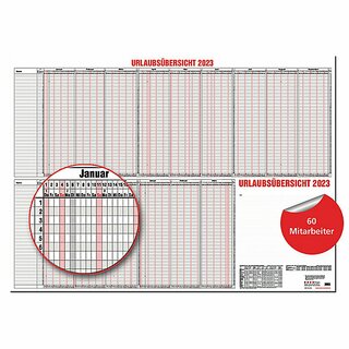 G�ss Urlaubsplaner 12-80, 120 x 84cm, f�r 60 Mitarbeiter, 12+3 Monate, 2027