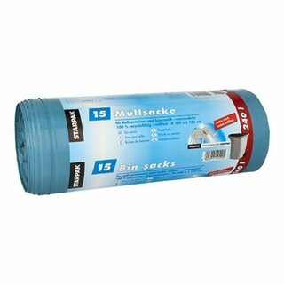 Müllsäcke Papstar 12129, 240 Liter, blau, 15 Stück