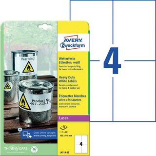Avery Zweckform 4719 L+K Etik. 105X148mm Weiß 80 Stück