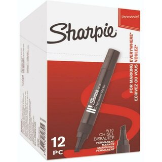 Sharpie Permanentmarker W10 S0192654, Keilspitze, 1,5-5mm, schwarz. 12 Stck