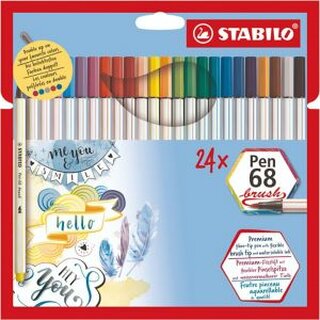 STABILO Faserschreiber Pen 68 brush 568/24-211, mit Kappe, sortiert. 24 Stck
