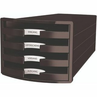 Schubladenbox HAN 1013-13, IMPULS, m.4 off.Schubladen, A4/C4, schwarz