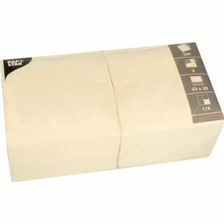 Servietten Papstar 12478, Mae: 33 x 33cm, 3-lagig, 1/4 Falz, creme, 250 Stck