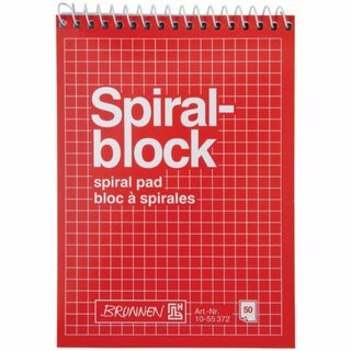 Spiralnotizblock Brunnen 1055372, kariert, A6, holzfrei, wei, 50 Blatt