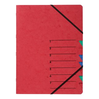 Ordnungsmappe Pagna 24061, 7 Fächer, mit Gummizug, rot