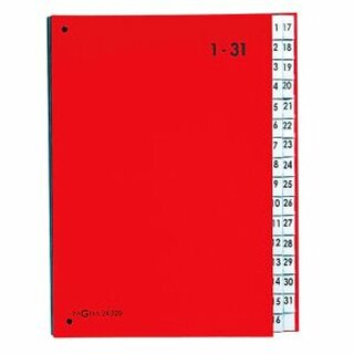 Pultordner Pagna 24329, Tabs 1-31, PP-kaschierter Einband, rot