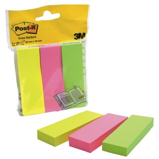 Haftmarker Post-it Page Marker 671-3, 25 x 76 mm, 3 x 100 Blatt, farbig