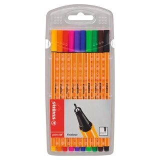 Fineliner Stabilo point 88, Strichstrke: 0,4mm, farbig sort., 10er-Etui