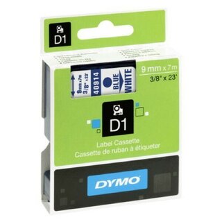 Schriftband Dymo D1 40914, Breite: 9mm, blau auf weiß