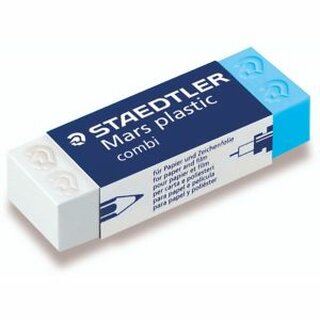 STAEDTLER Radierer Mars plastic combi 526508, 65 x 23 x 13 mm, blau/wei