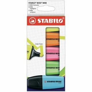 STABILO Textmarker BOSS MINI 07/5-11, Keilspitze, 2 - 5 mm, sortiert, 5 Stck