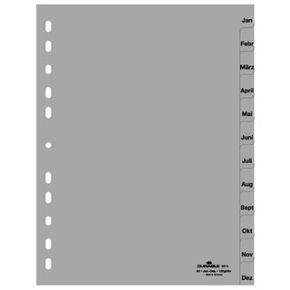 Register Durable 6514 Jan-Dez, A4, aus Kunststoff, 12 Blatt, grau