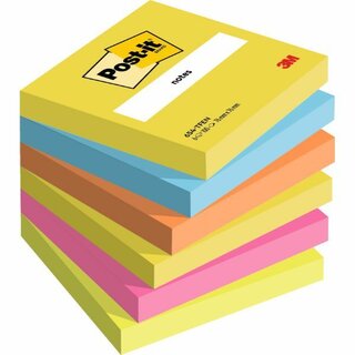 Haftnotizen Post-it 654TFEN, 76 x 76 mm, 6 Blöcke à 100...
