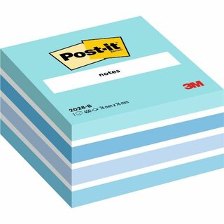 Haftnotiz-Wrfel 3M Post-it 2028B, 76x76mm, 450 Blatt, blau/wei