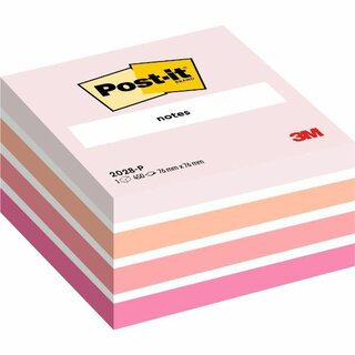 Haftnotiz-Wrfel 3M Post-it 2028P, 76x76mm, 450 Blatt, pink/wei