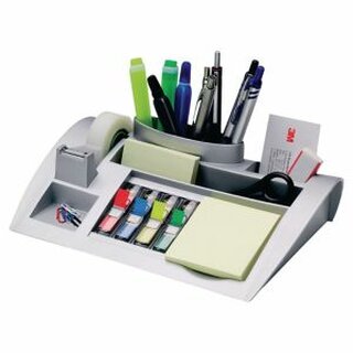 Schreibtischorganizer 3M C50 mit Haftnotizen, Indexspender und Klebeband, silber