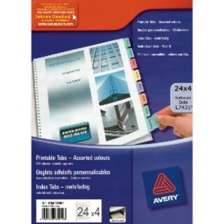 Registertabs Avery Zweckform L7431, 96 Stck