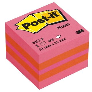 Haftnotiz-Wrfel 3M Post-it Mini 2051P, 51x51mm, 400 Blatt, pink