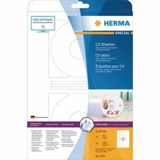 CD/DVD-Etiketten Herma 5079, D 116mm, blickdicht, wei, 50 Stck