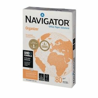 Kopierpapier Navigator Organizer, A4, 80g, 4fach gelocht, wei, 500 Blatt