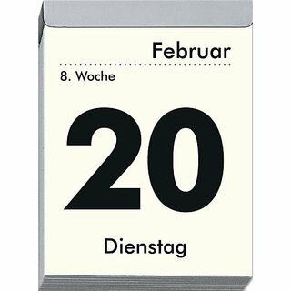 Zettler Abreikalender 305, 1T/1S, Rckseite bedruckt, 8,2 x 10,7cm, 2026