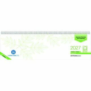 Zettler Tischquerkalender 136, 1W/2S, 36 x 10cm, gr�n, UWS, 2027