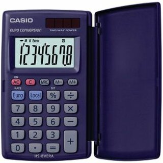 Taschenrechner Casio HS-8VER, 8-stellig, Solar-/Batteriebetrieb, schwarz