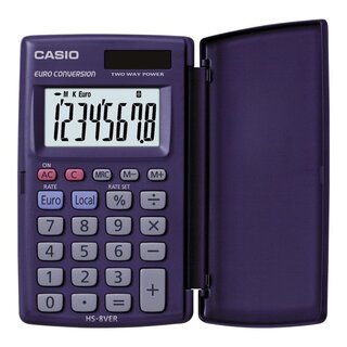 Taschenrechner Casio HS-8VER, 8-stellig, Solar-/Batteriebetrieb, schwarz