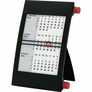 Bhner Tischkalender J2K, 3 Monate / 1S, 11x18cm, 2-farbig, schwarz/rot, 2026