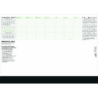Zettler Schreibunterlage 102, 60 x 37cm, Jahres�bersicht, 52 Blatt, 2027